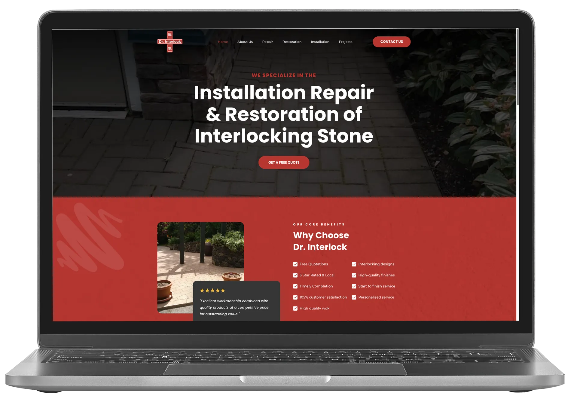 Dr. Interlock website mockup