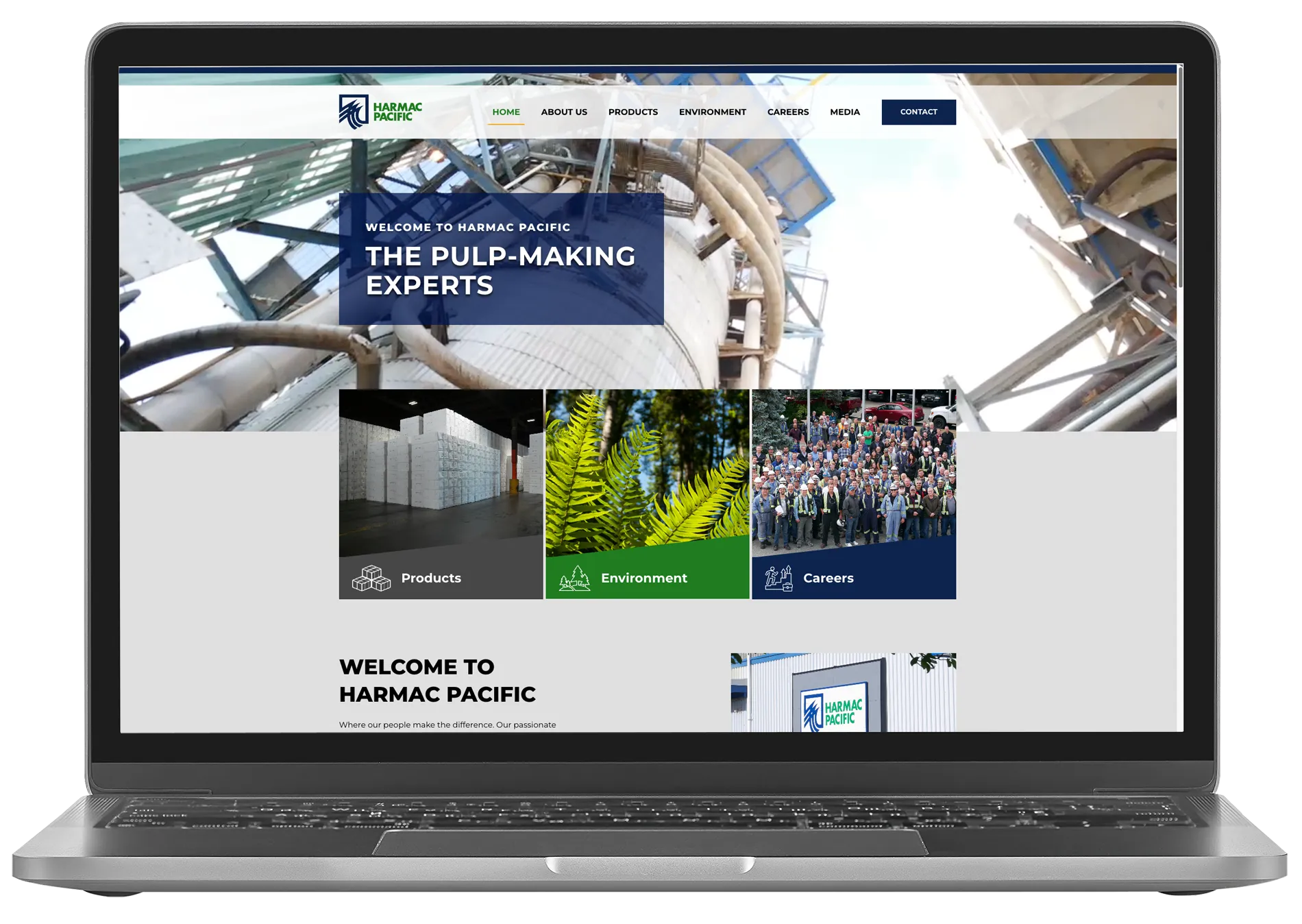 Harmac Pacific website mockup