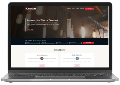 TimeLyne Electrical Services website mockup
